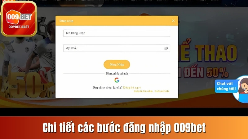 Chi tiết các bước đăng nhập 009bet
