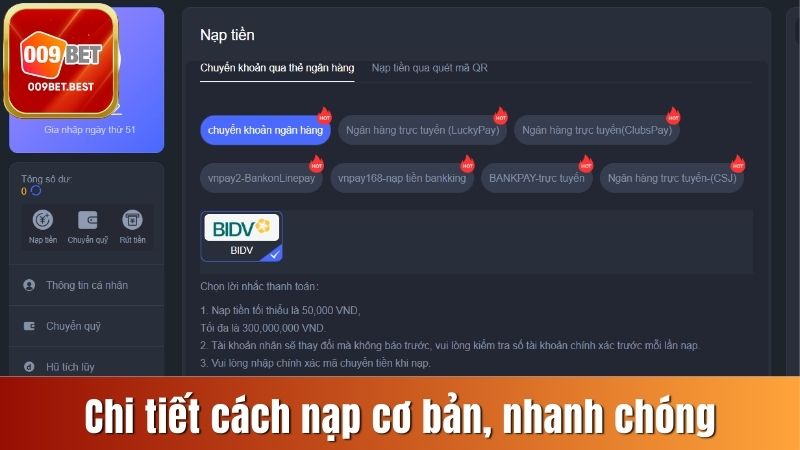 Chi tiết cách nạp cơ bản, nhanh chóng