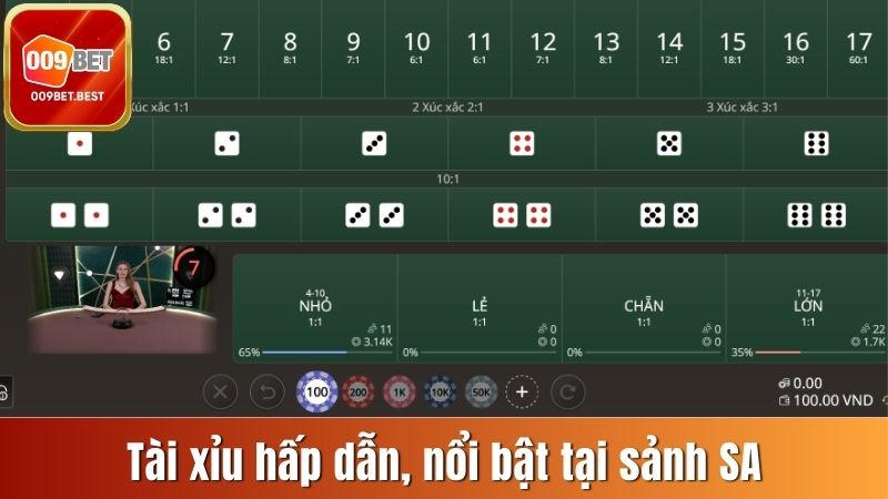 Tài xỉu là một trò chơi hấp dẫn, nổi bật tại sảnh SA